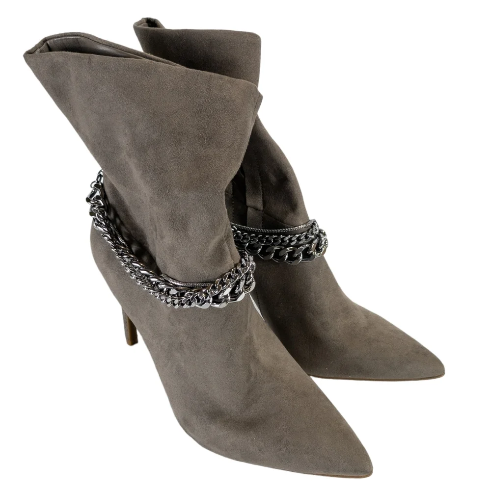 INC International Concepts Reanna Chain Dress Booties Taupe - Picture 2 of 4